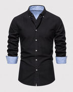 Men's Button-Down Shirt Long Sleeve Contrast Cuffs Slim Fit
