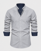Men's Button-Down Shirt Long Sleeve Contrast Cuffs Slim Fit