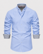 Men's Button-Down Shirt Long Sleeve Contrast Cuffs Slim Fit