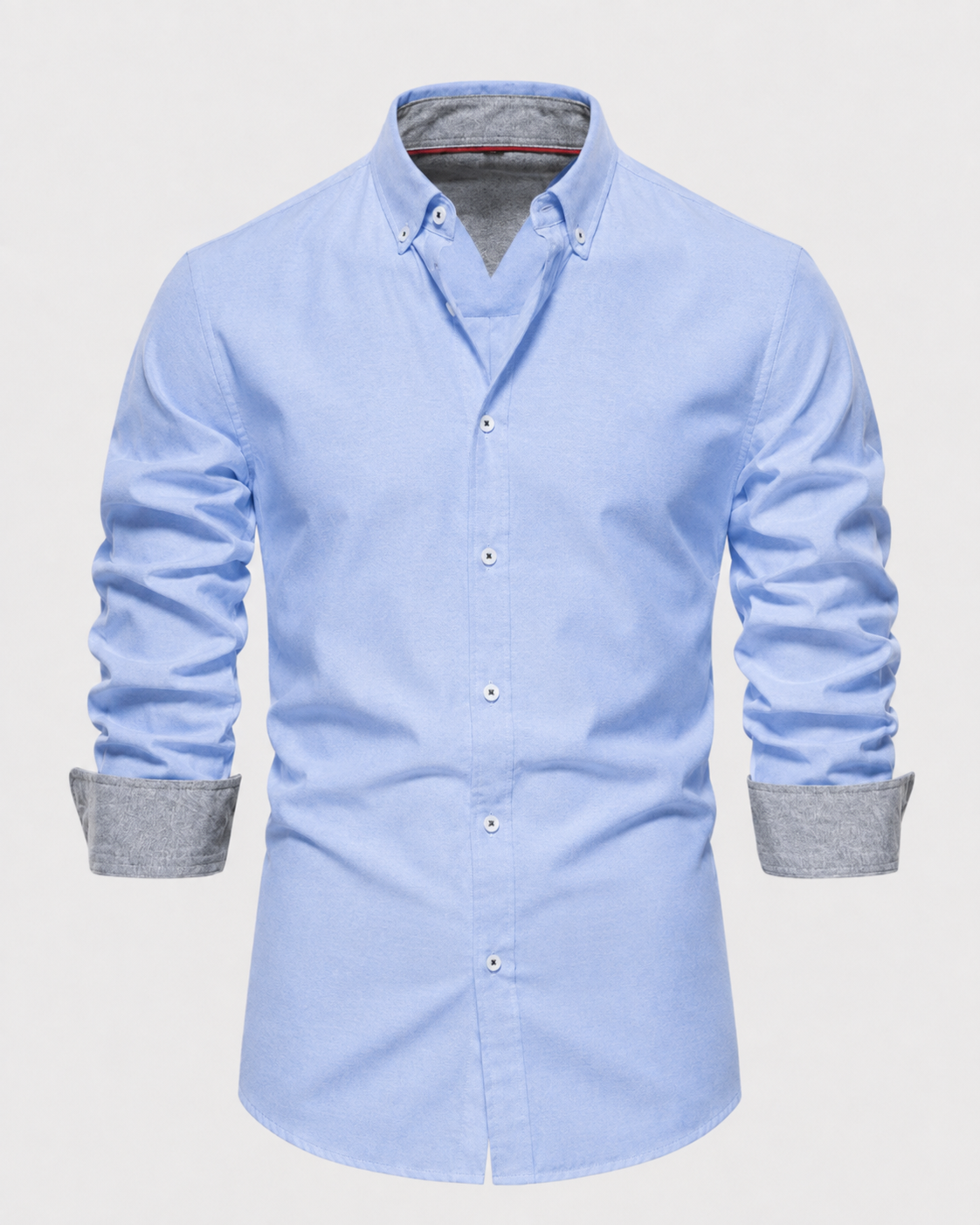 Men's Button-Down Shirt Long Sleeve Contrast Cuffs Slim Fit