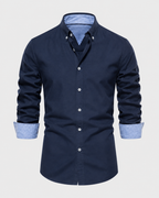 Men's Button-Down Shirt Long Sleeve Contrast Cuffs Slim Fit