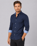 Men's Button-Down Shirt Long Sleeve Contrast Cuffs Slim Fit