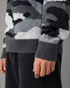 Men's Camo Knit Sweater - Relaxed Crew Neck Streetwear Fit