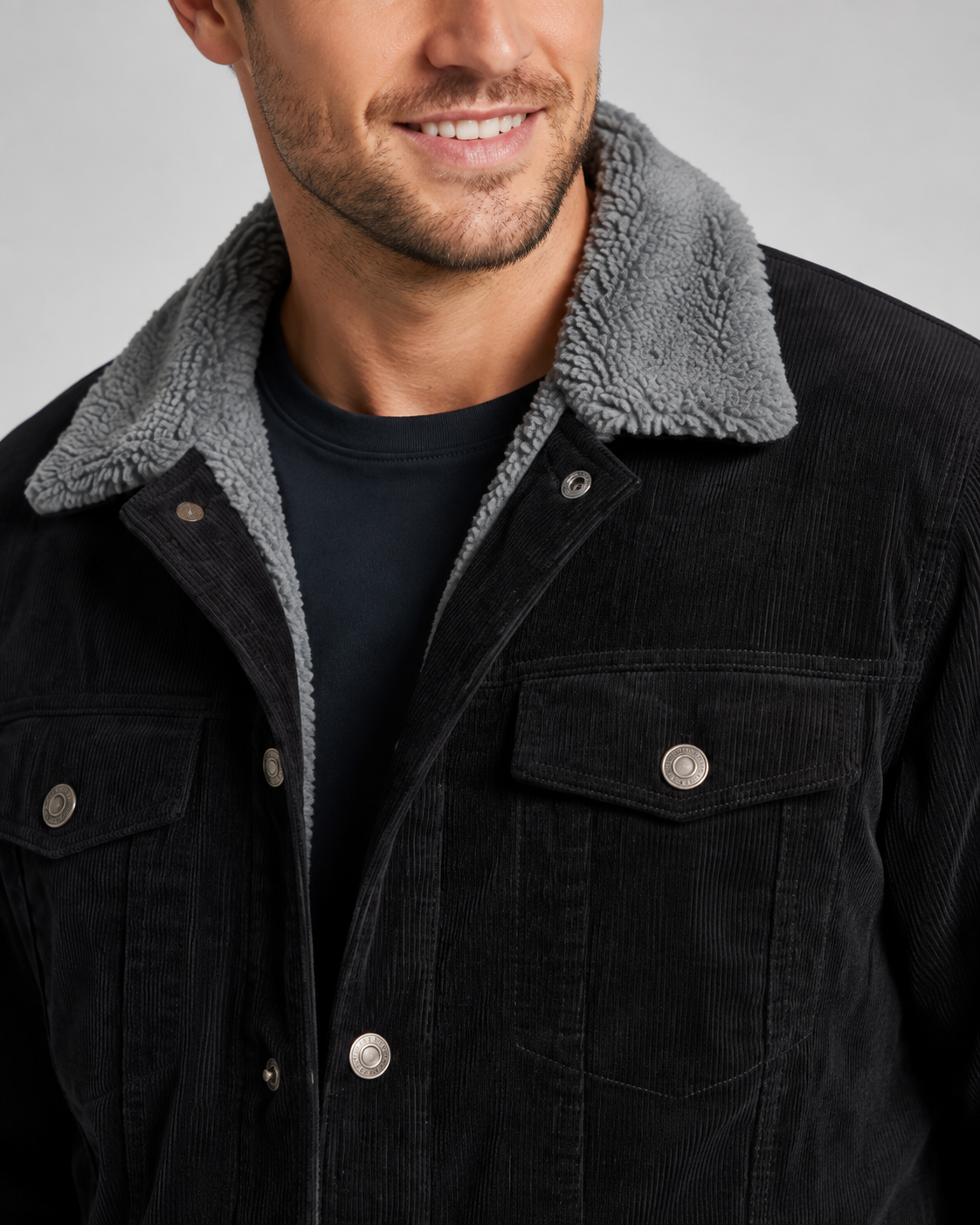 Men's Corduroy Trucker Jacket - Sherpa Collar Regular Fit