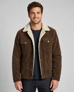 Men's Corduroy Trucker Jacket - Sherpa Collar Regular Fit