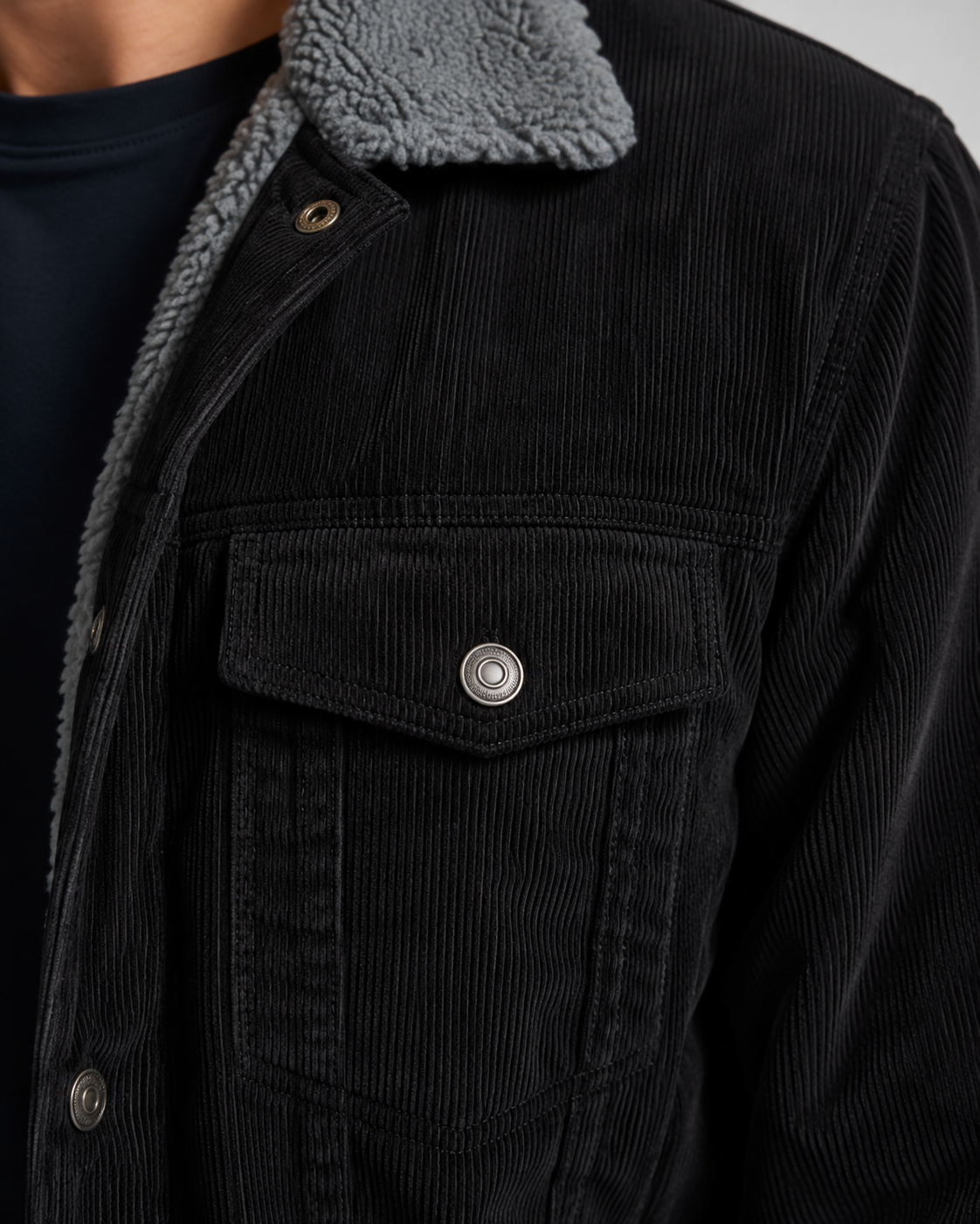 Men's Corduroy Trucker Jacket - Sherpa Collar Regular Fit