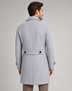 Men's Double-Breasted Long Overcoat - Wide Lapel Tailored Fit