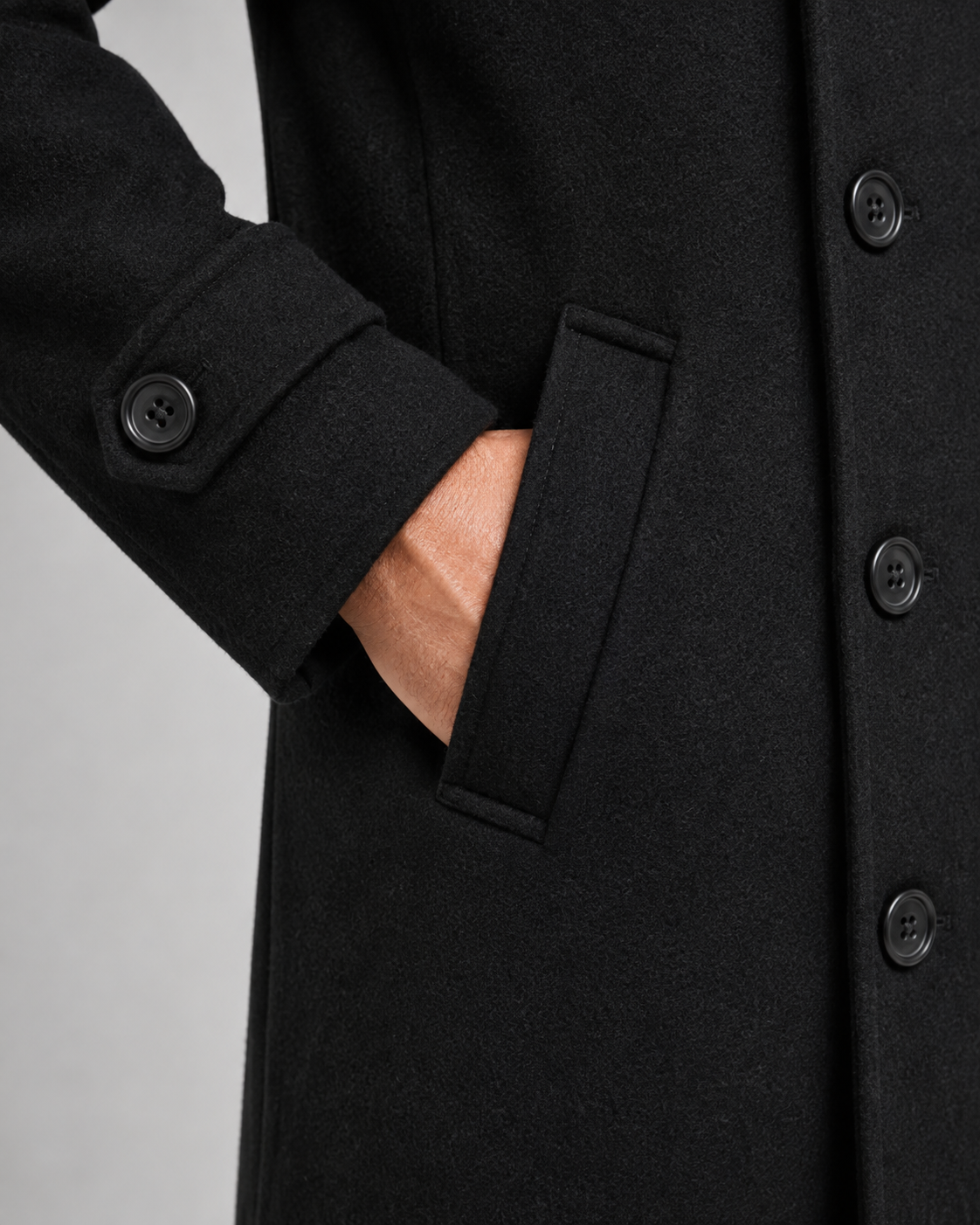 Men's Double-Breasted Long Overcoat - Wide Lapel Tailored Fit