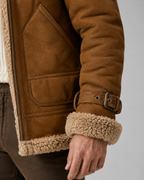 Men's Shearling-Lined Faux Leather Aviator Jacket