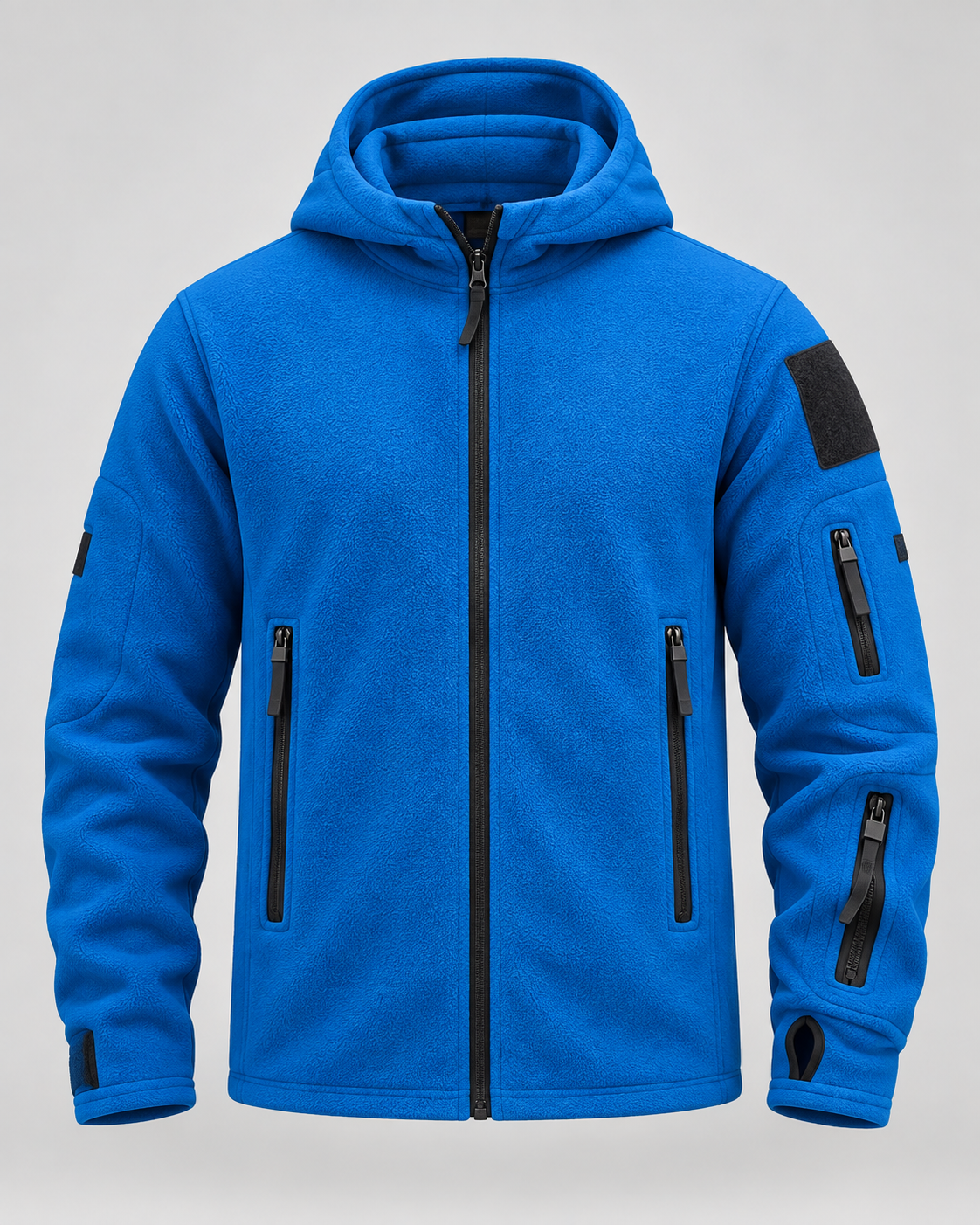 Men's Fleece Hooded Jacket – Full Zip Multi-Pocket Regular Fit