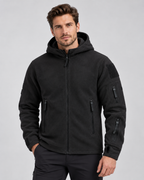 Men's Fleece Hooded Jacket – Full Zip Multi-Pocket Regular Fit
