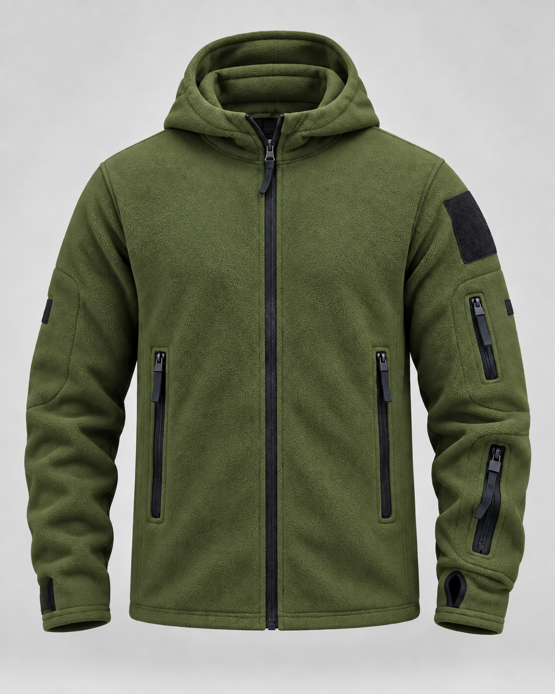 Men's Fleece Hooded Jacket – Full Zip Multi-Pocket Regular Fit