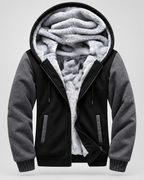 Men's Fleece-Lined Hooded Zip Jacket – Contrast Sleeve Regular Fit