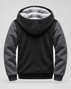 Men's Fleece-Lined Hooded Zip Jacket – Contrast Sleeve Regular Fit