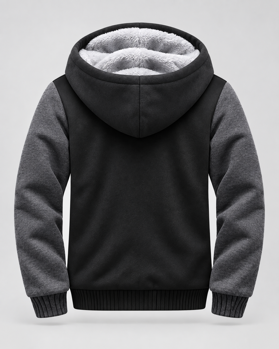 Men's Fleece-Lined Hooded Zip Jacket – Contrast Sleeve Regular Fit