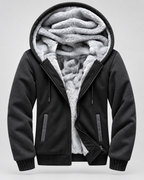 Men's Fleece-Lined Hooded Zip Jacket – Contrast Sleeve Regular Fit