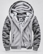 Men's Fleece-Lined Hooded Zip Jacket – Contrast Sleeve Regular Fit