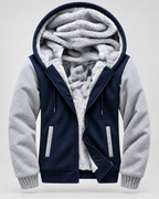 Men's Fleece-Lined Hooded Zip Jacket – Contrast Sleeve Regular Fit