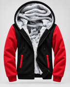 Men's Fleece-Lined Hooded Zip Jacket – Contrast Sleeve Regular Fit