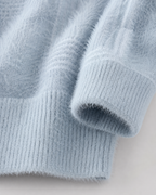 Men's Fluffy Knit Sweater - Geometric Funnel Neck Relaxed Fit
