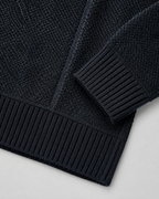 Men's Full Zip Knitted Cardigan - Colour Block Ribbed Stand Collar