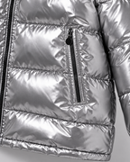 Men's Glossy Hooded Puffer Jacket - Quilted Hip-Length Zip-Up