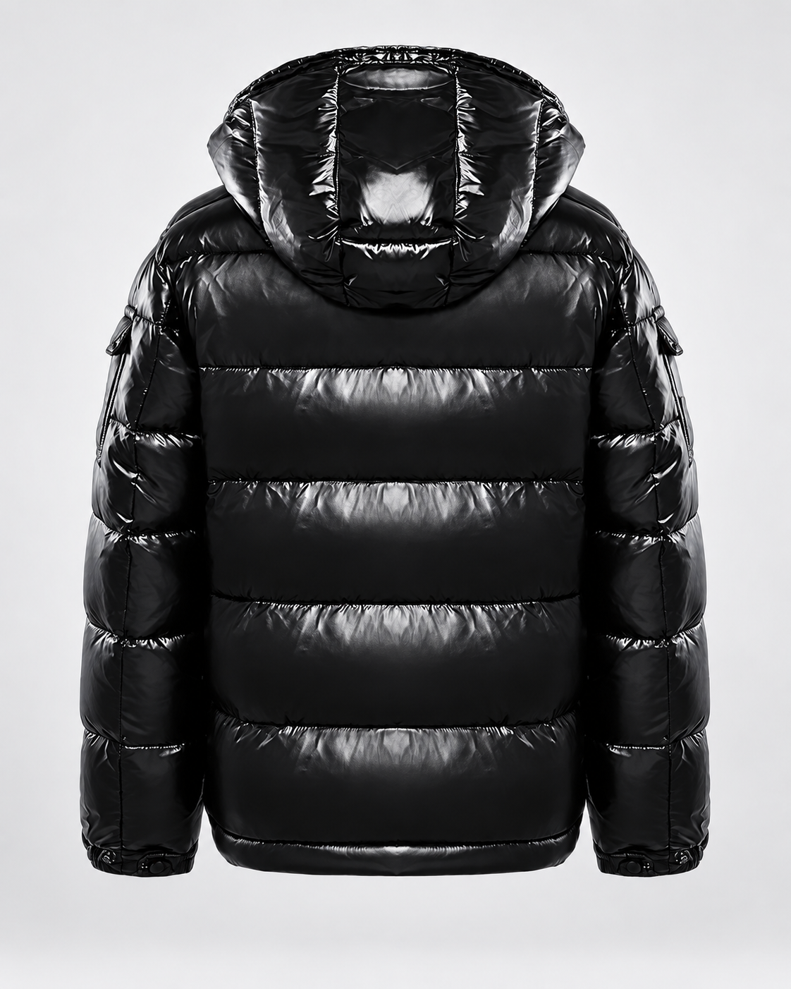 Men's Glossy Hooded Puffer Jacket - Quilted Hip-Length Zip-Up