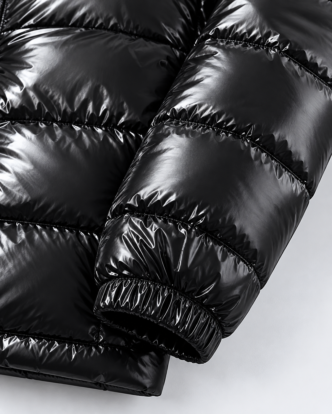 Men's Glossy Hooded Puffer Jacket - Quilted Hip-Length Zip-Up
