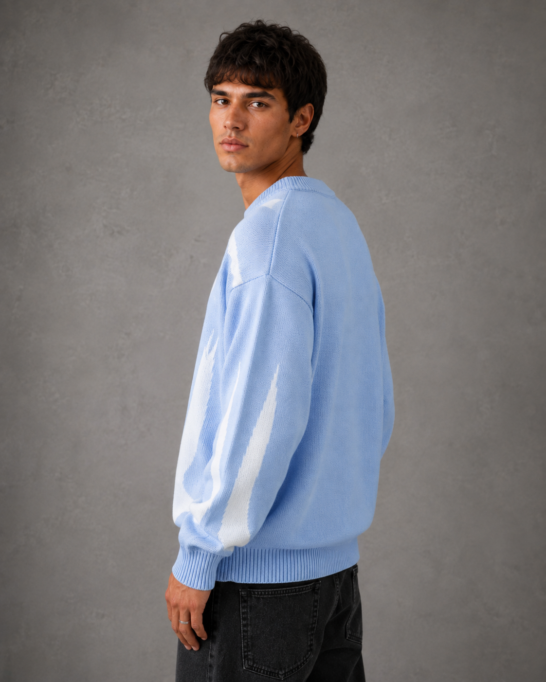 Men's Graphic Knit Sweater - Relaxed Crew Neck Streetwear Fit