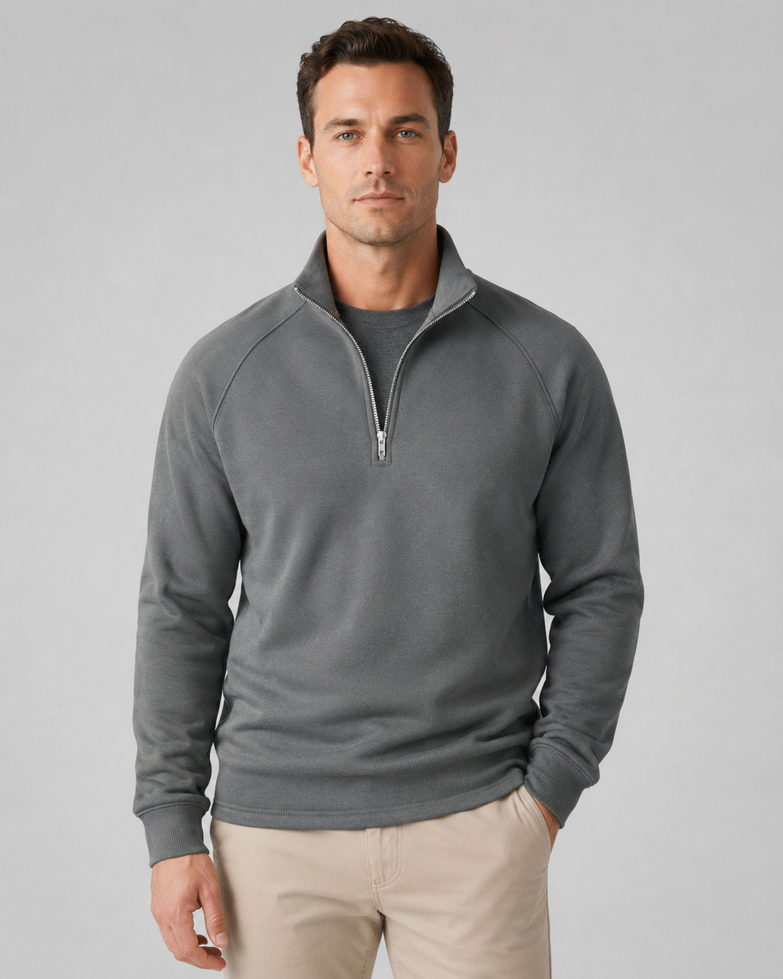 Men's Half Zip Pullover – Funnel Neck Raglan Sleeve
