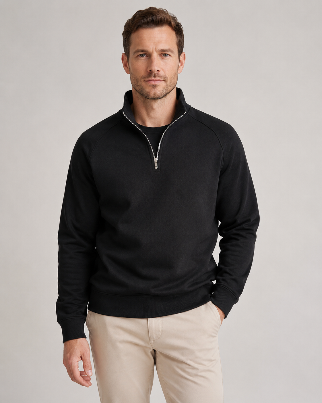Men's Half Zip Pullover – Funnel Neck Raglan Sleeve