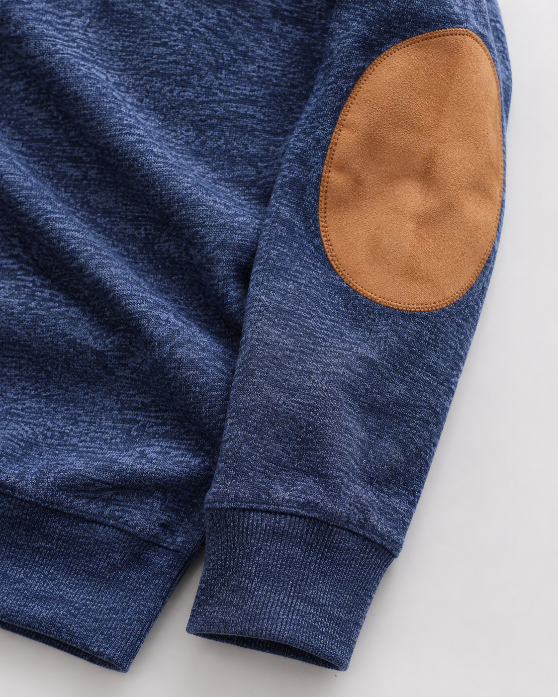 Men's Heathered Button Neck Sweater - Stand Collar Elbow Patches