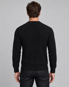 Men's Henley Sweater - Ribbed Knit Button Neck Raglan Sleeve