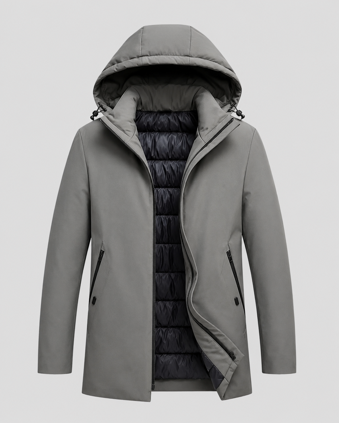 Men's Hooded Insulated Parka with Quilted Lining