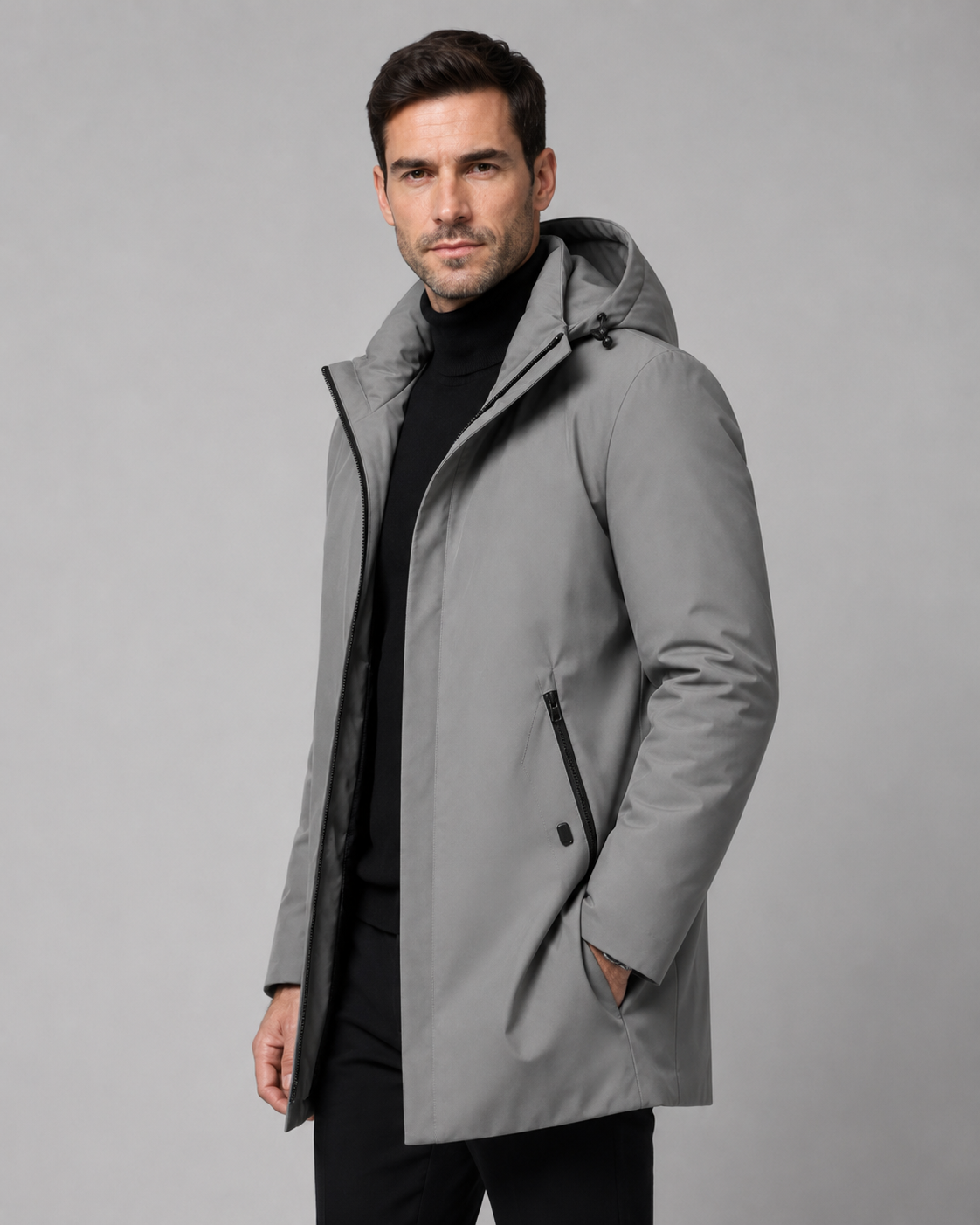 Men's Hooded Insulated Parka with Quilted Lining