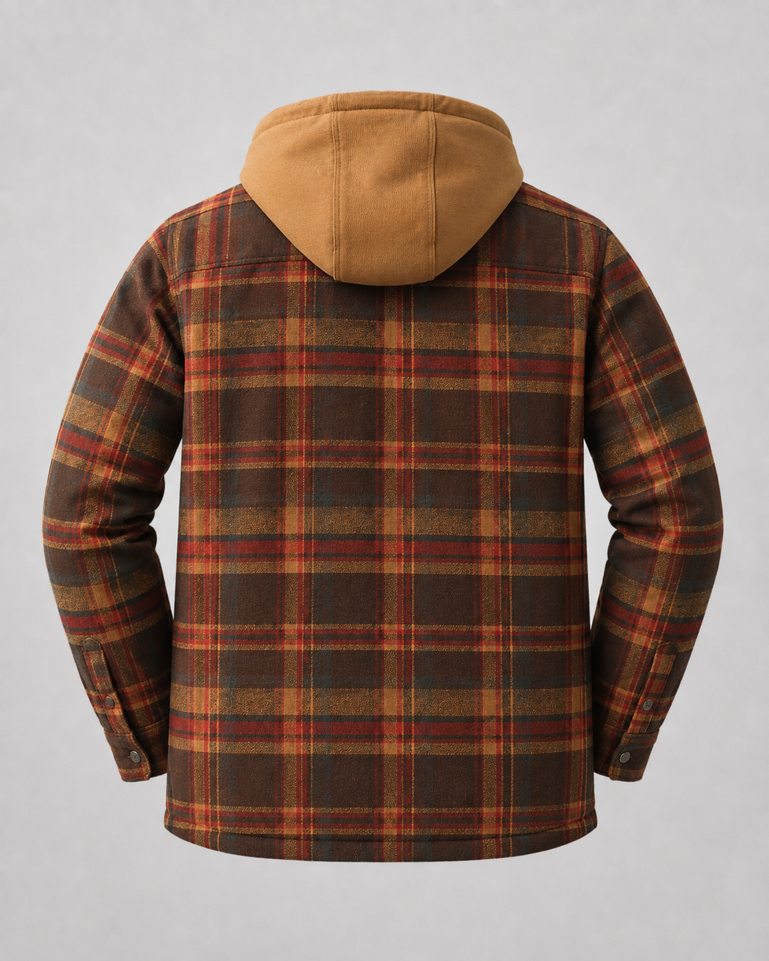 Men's Hooded Plaid Shacket - Quilted Lined Zip Front