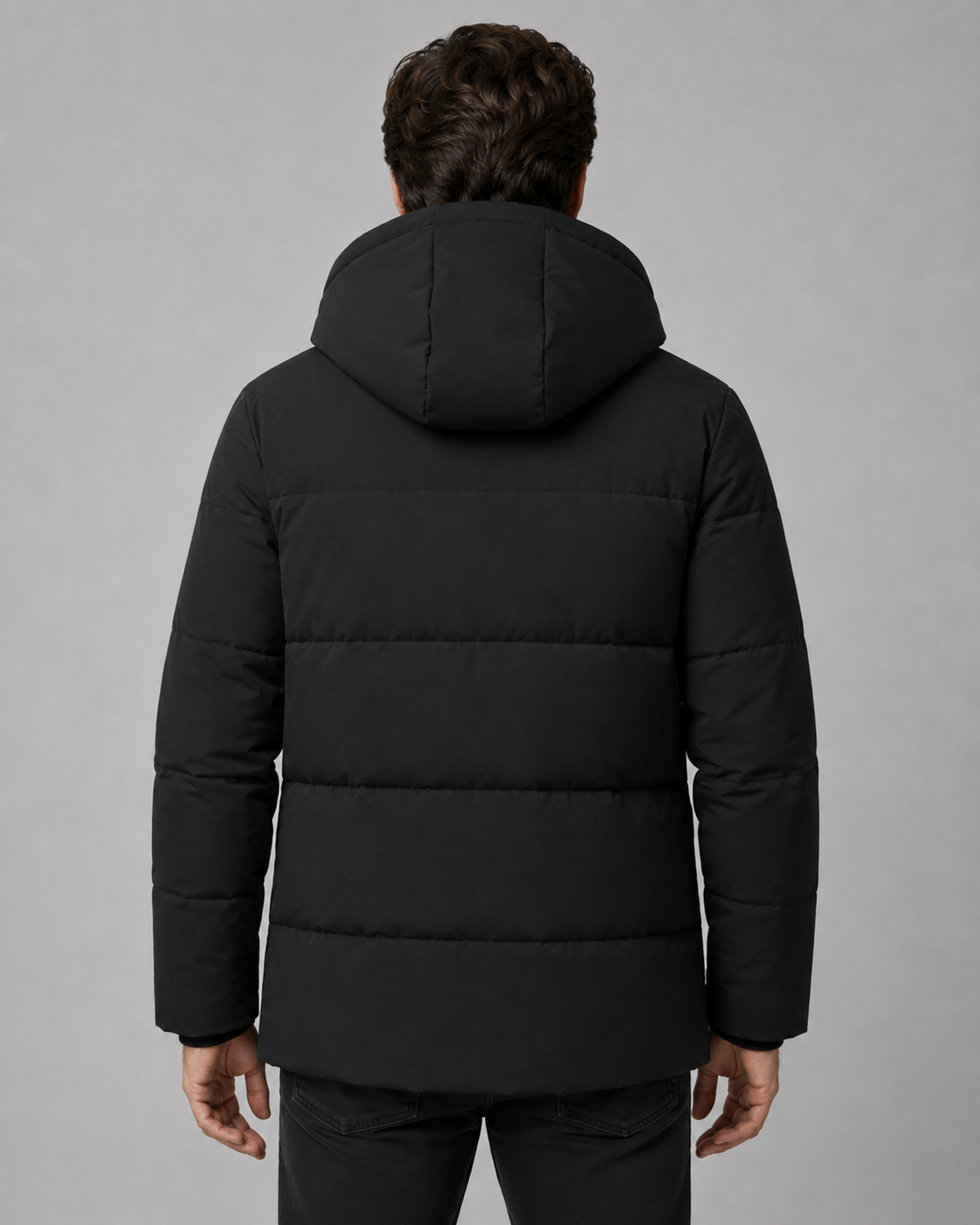 Men's Hooded Puffer Jacket – Quilted Plush-Lined Regular Fit