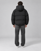 Men's Hooded Puffer Jacket - Quilted Relaxed Fit Drawcord Hem