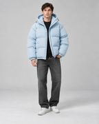 Men's Hooded Puffer Jacket - Quilted Relaxed Fit Drawcord Hem
