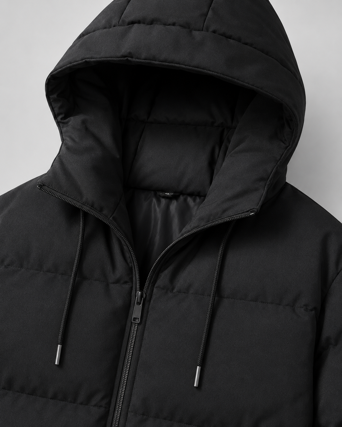 Men's Winter Puffer Jacket with Drawstring Hood and Zip Pockets