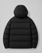 Men's Winter Puffer Jacket with Drawstring Hood and Zip Pockets