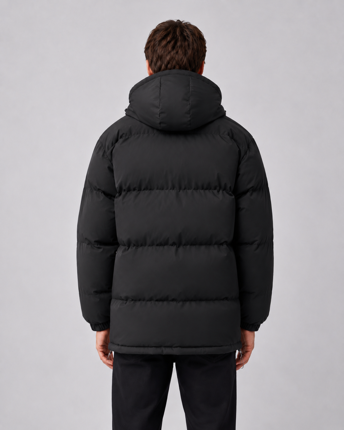 Men's Hooded Winter Puffer Jacket with High Neck
