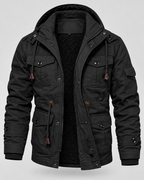 Men's Hooded Utility Parka - Fleece-Lined Multi-Pocket Regular Fit