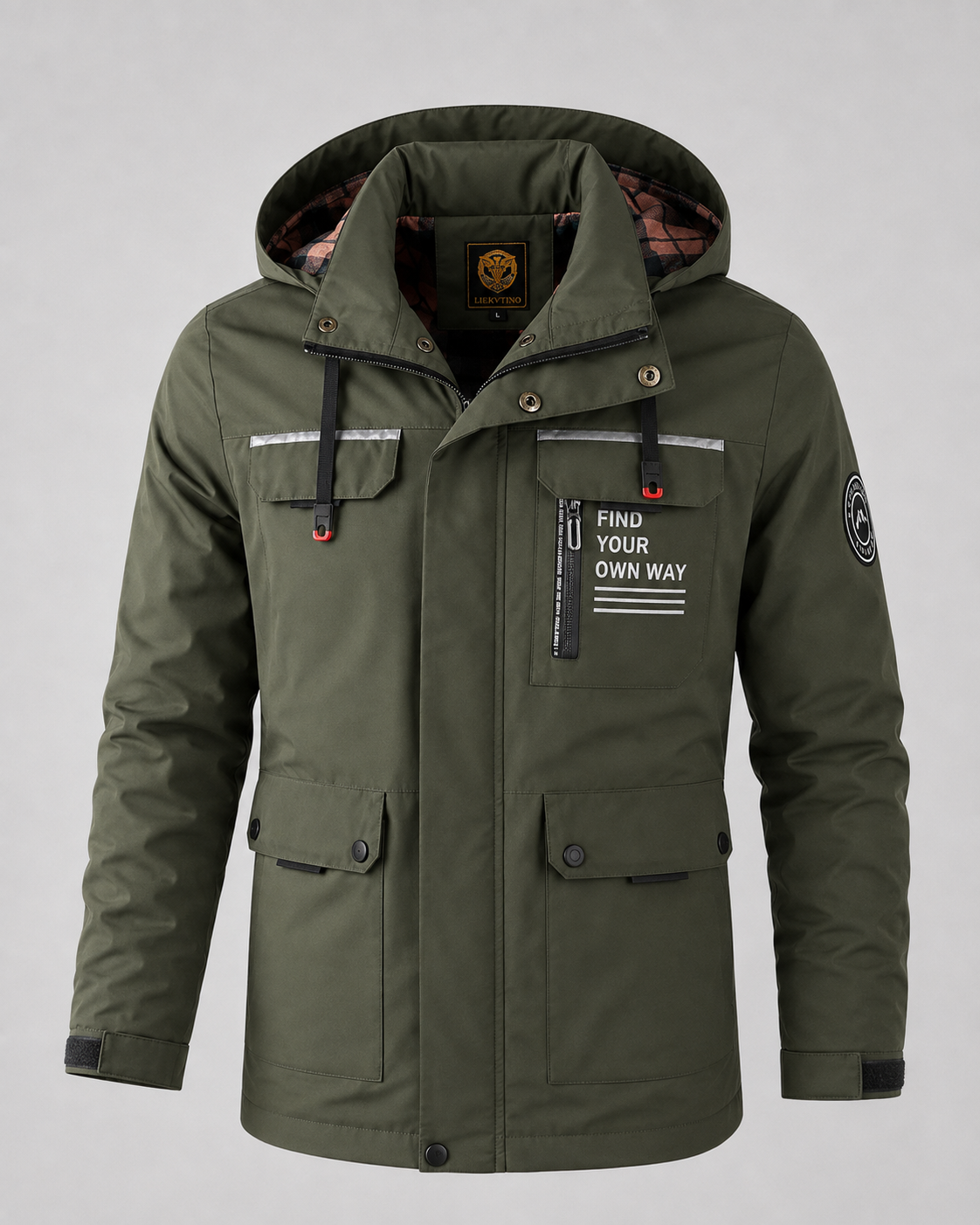 Men's Hooded Winter Parka - Utility Pockets Regular Fit