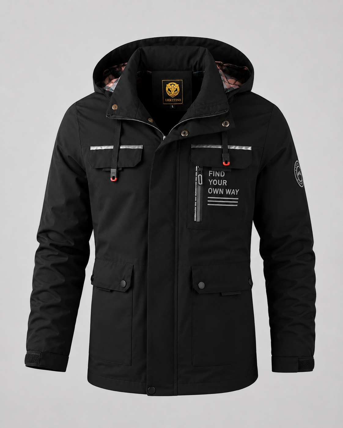 Men's Hooded Winter Parka - Utility Pockets Regular Fit