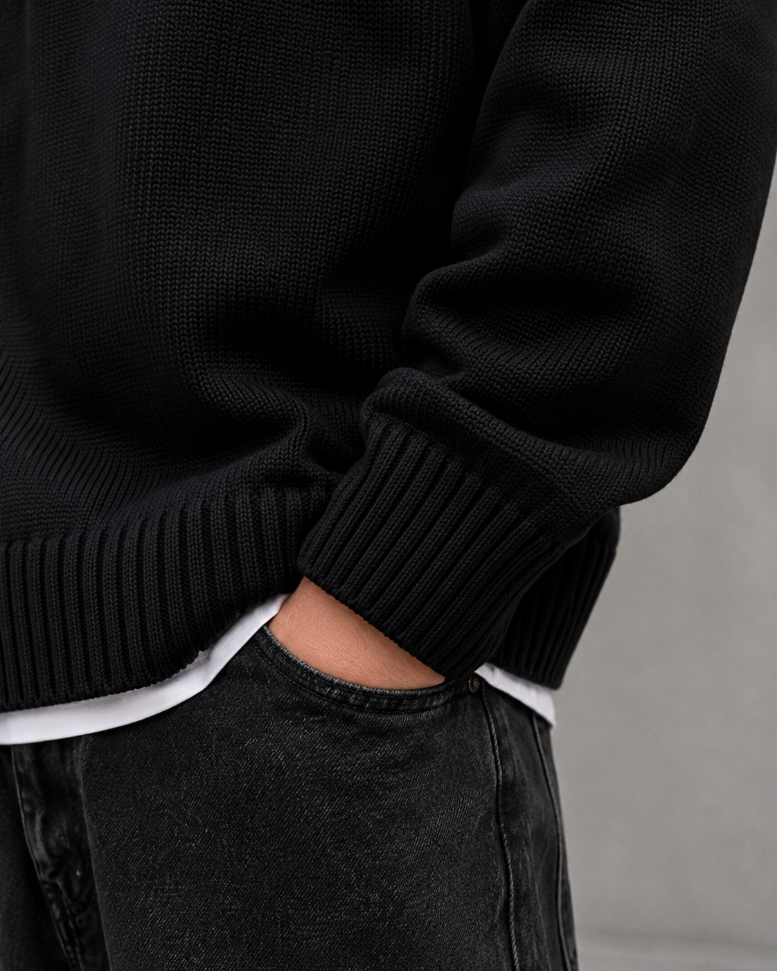 Men's Knit Sweater - Broken Heart Detail Relaxed Streetwear Fit