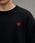 Men's Knit Sweater - Broken Heart Detail Relaxed Streetwear Fit