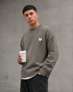 Men's Knit Sweater - Broken Heart Detail Relaxed Streetwear Fit