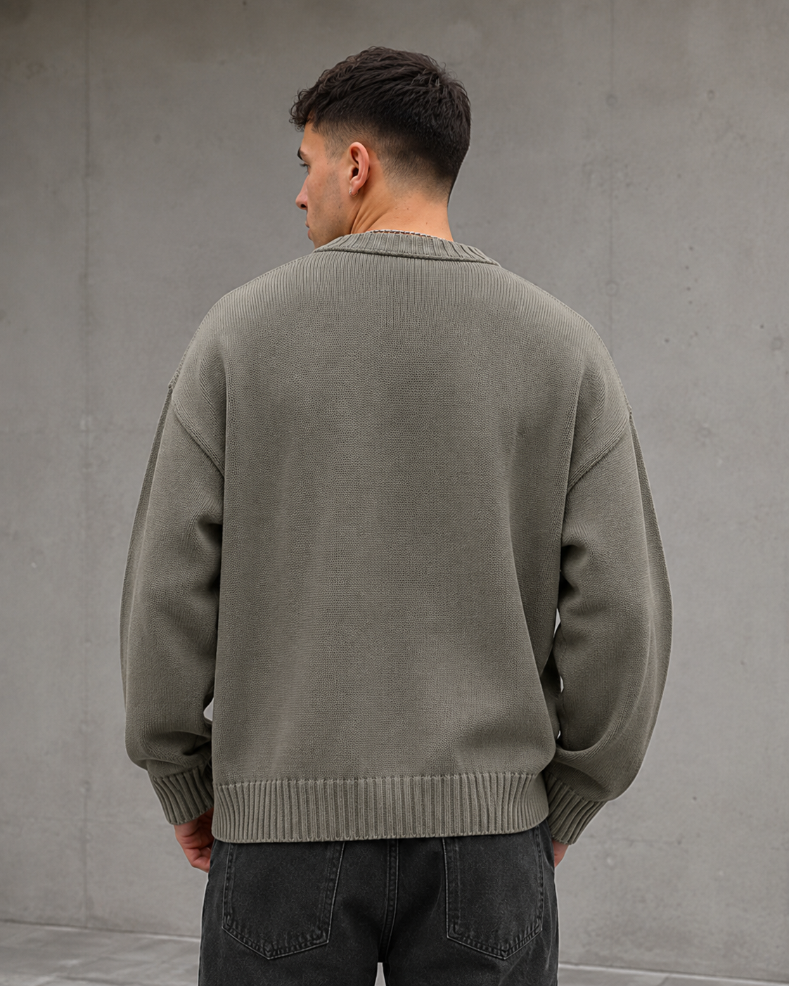 Men's Knit Sweater - Broken Heart Detail Relaxed Streetwear Fit