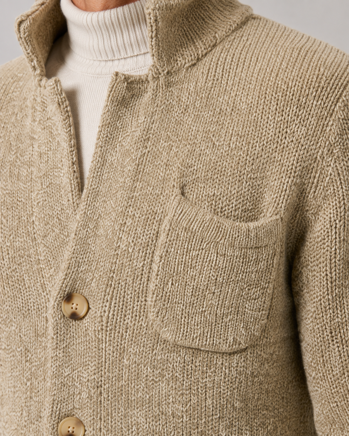 Men's Knitted Button Cardigan - Stand Collar Regular Fit